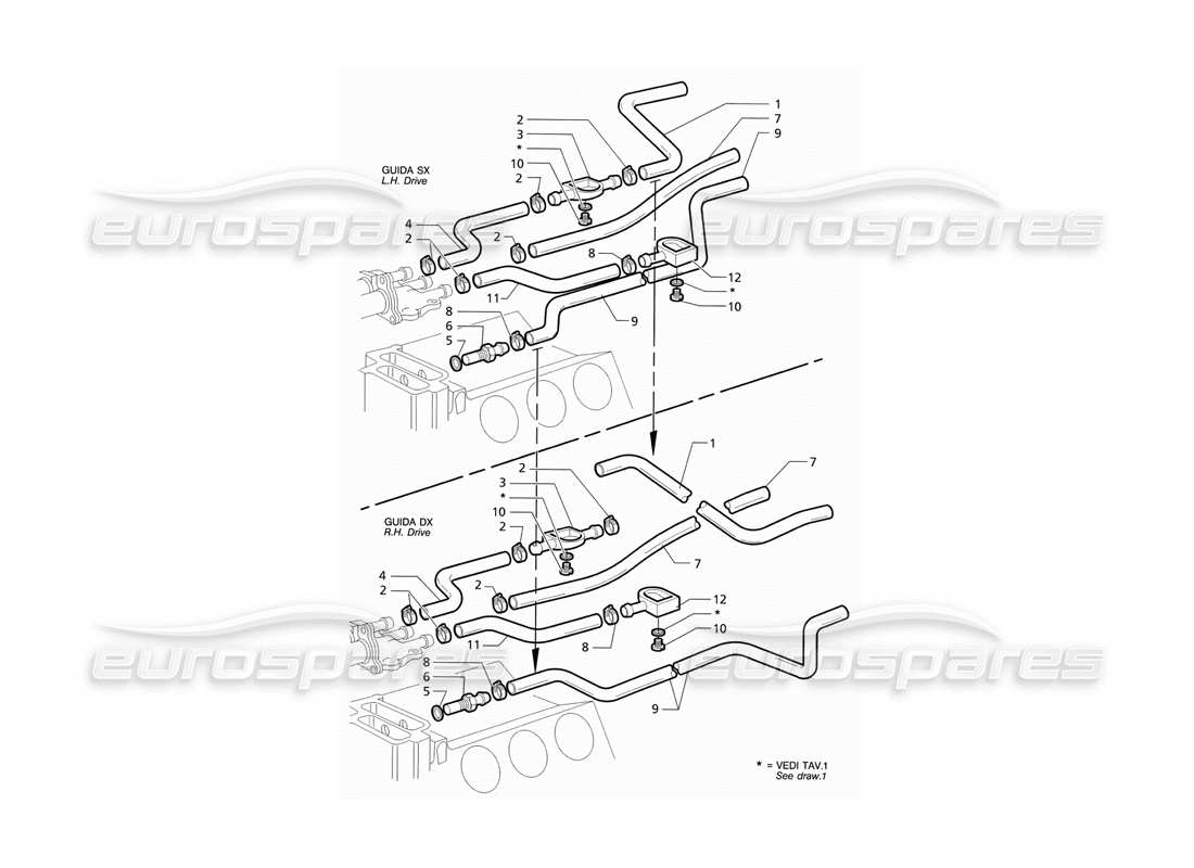 maserati ghibli 2.8 gt (variante) turbo cooling pipes part diagram