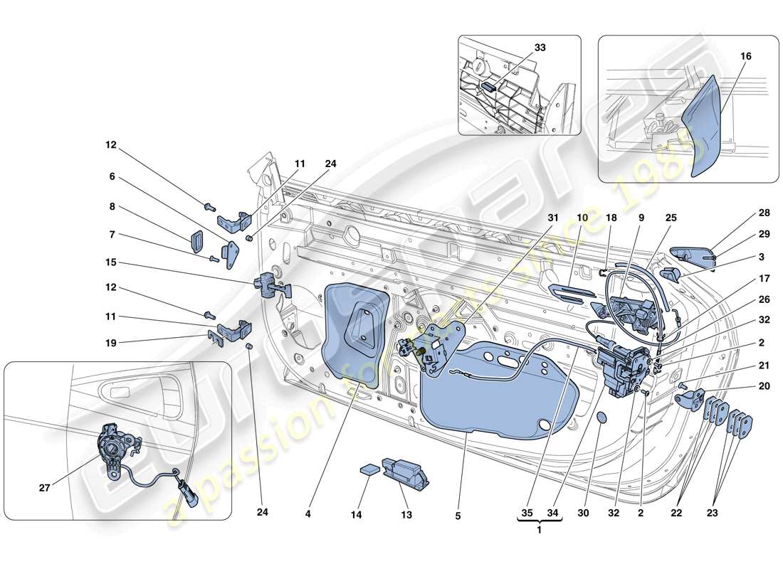 ferrari 458 speciale aperta (europe) doors - opening mechanisms and hinges parts diagram