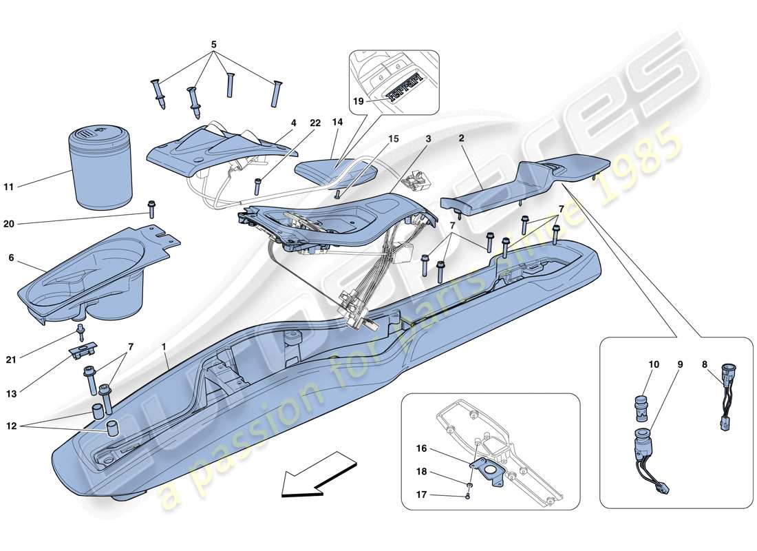 ferrari 458 italia (europe) tunnel - substructure and accessories parts diagram