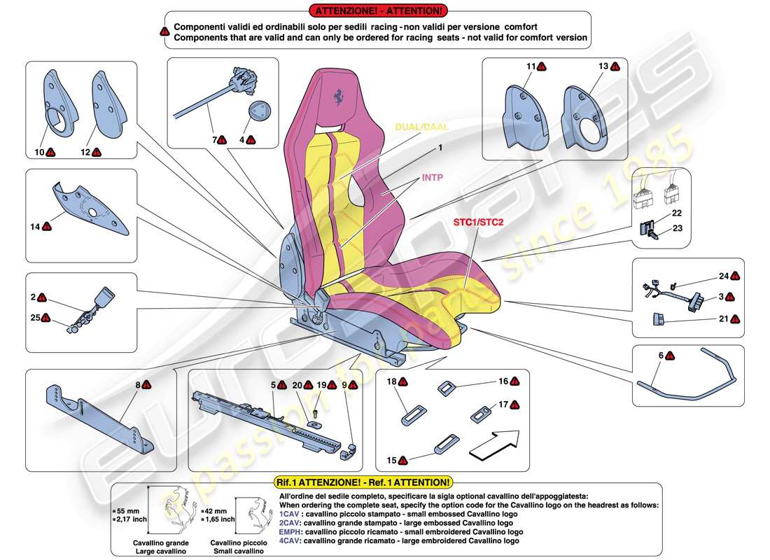 ferrari 458 spider (usa) racing seat part diagram