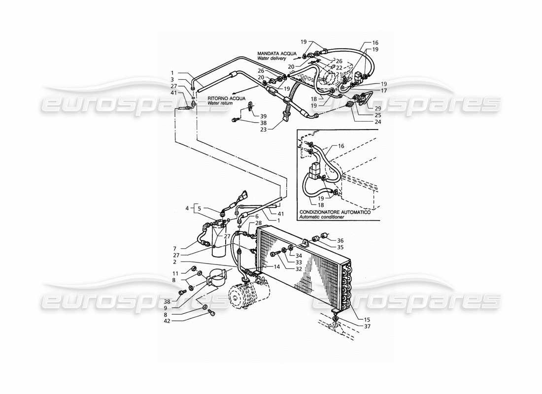 maserati qtp. 3.2 v8 (1999) air conditioning system (rh drive) with r134a gas parts diagram