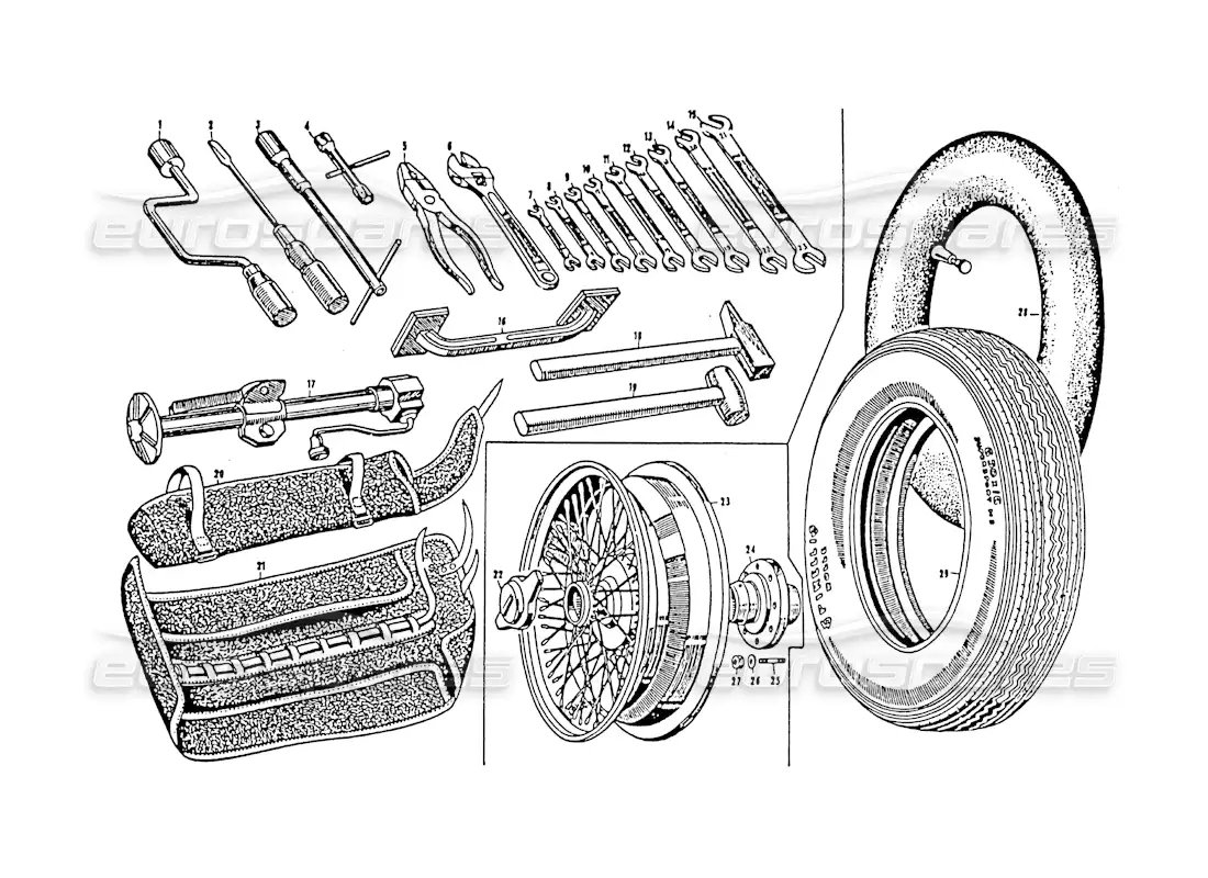 maserati 3500 gt tools and accessories parts diagram