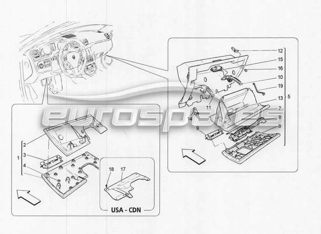 maserati grancabrio mc centenario glove compartments parts diagram