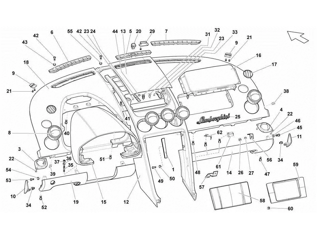 lamborghini gallardo lp570-4s perform dashboard parts diagram