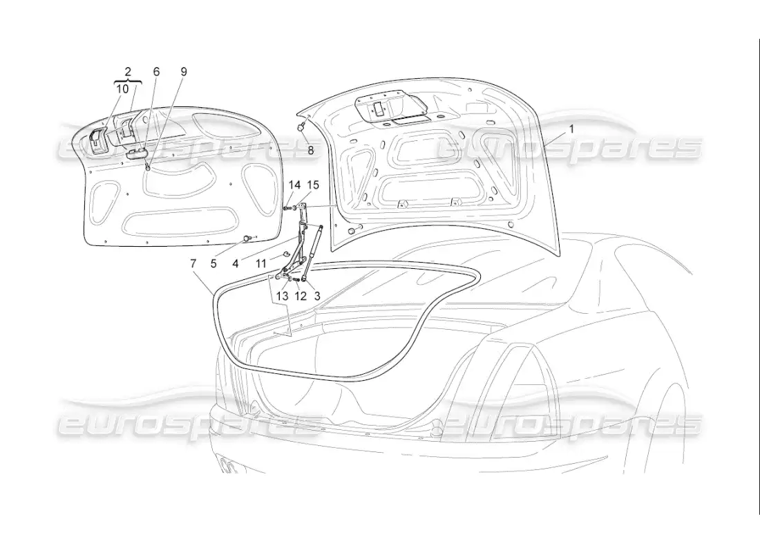 maserati qtp. (2007) 4.2 f1 rear lid parts diagram