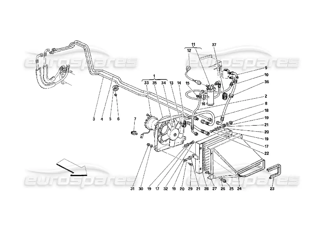 ferrari 348 (2.7 motronic) air conditioning system parts diagram