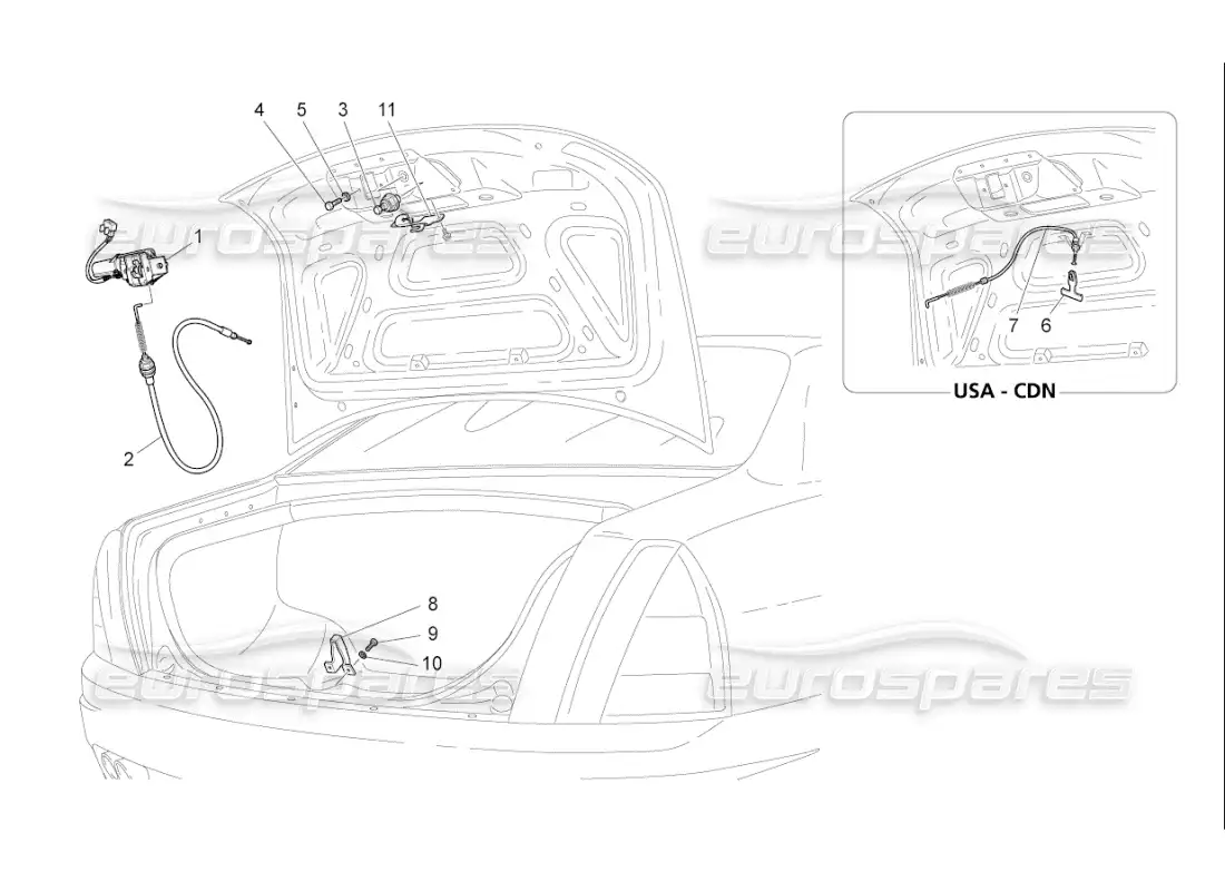 maserati qtp. (2007) 4.2 f1 rear lid opening control parts diagram