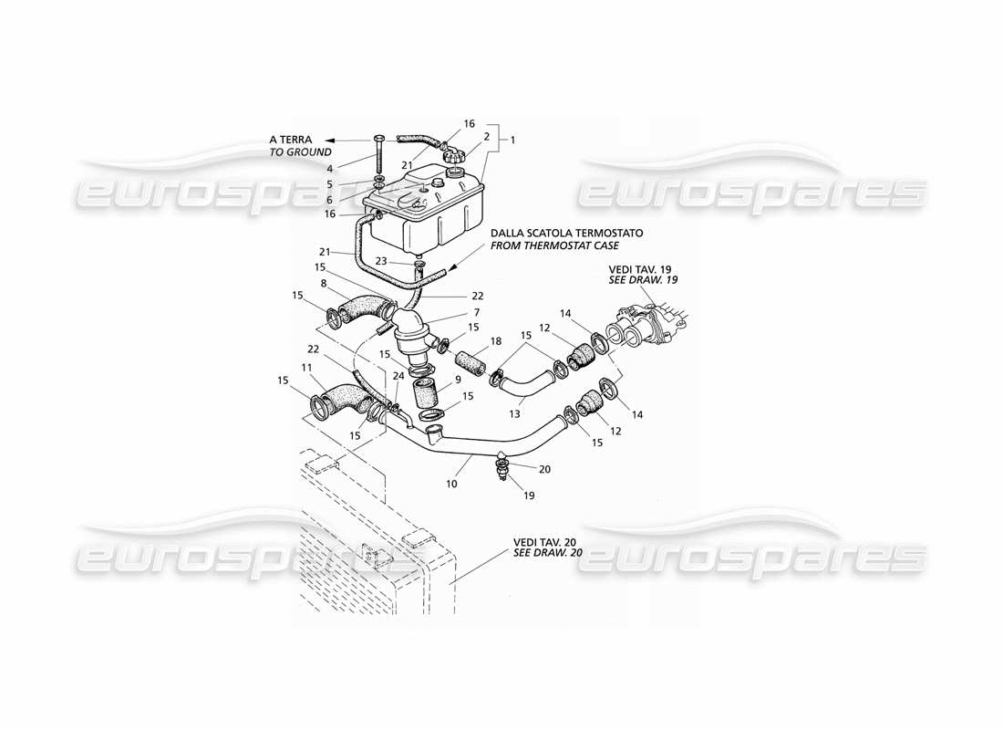 maserati qtp v6 evoluzione engine cooling system and thermostat part diagram