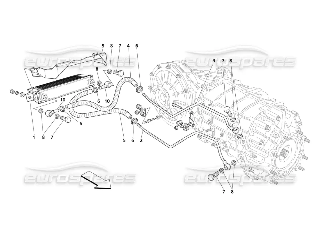 maserati qtp. (2003) 4.2 lubrication and cooling for gearbox oil parts diagram
