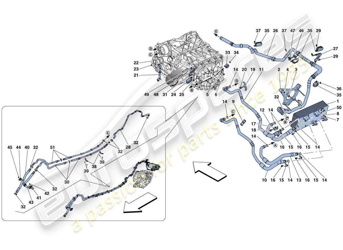 ferrari gtc4 lusso (europe) gearbox oil lubrication and cooling system parts diagram