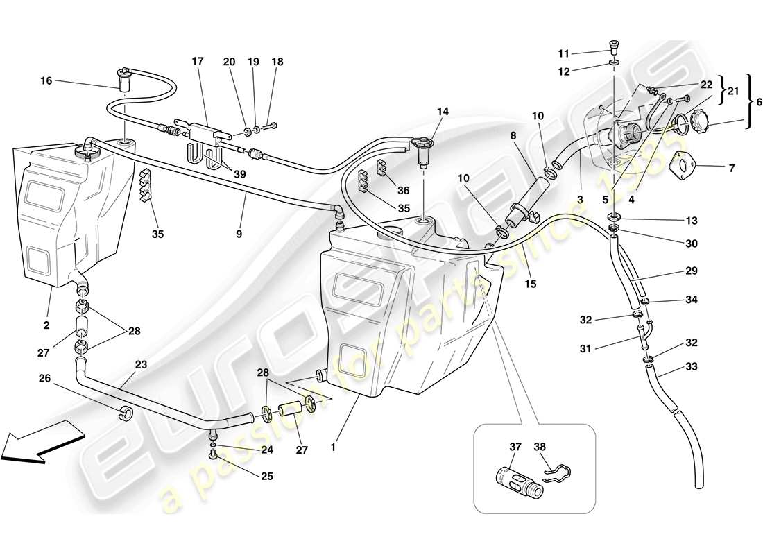 ferrari f430 coupe (usa) fuel tanks and filler neck part diagram