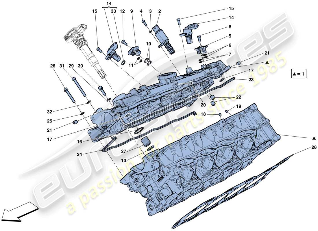 ferrari gtc4 lusso t (europe) right hand cylinder head parts diagram