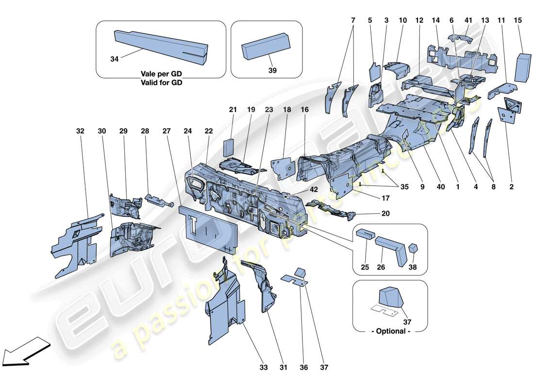 ferrari gtc4 lusso (europe) insulation parts diagram