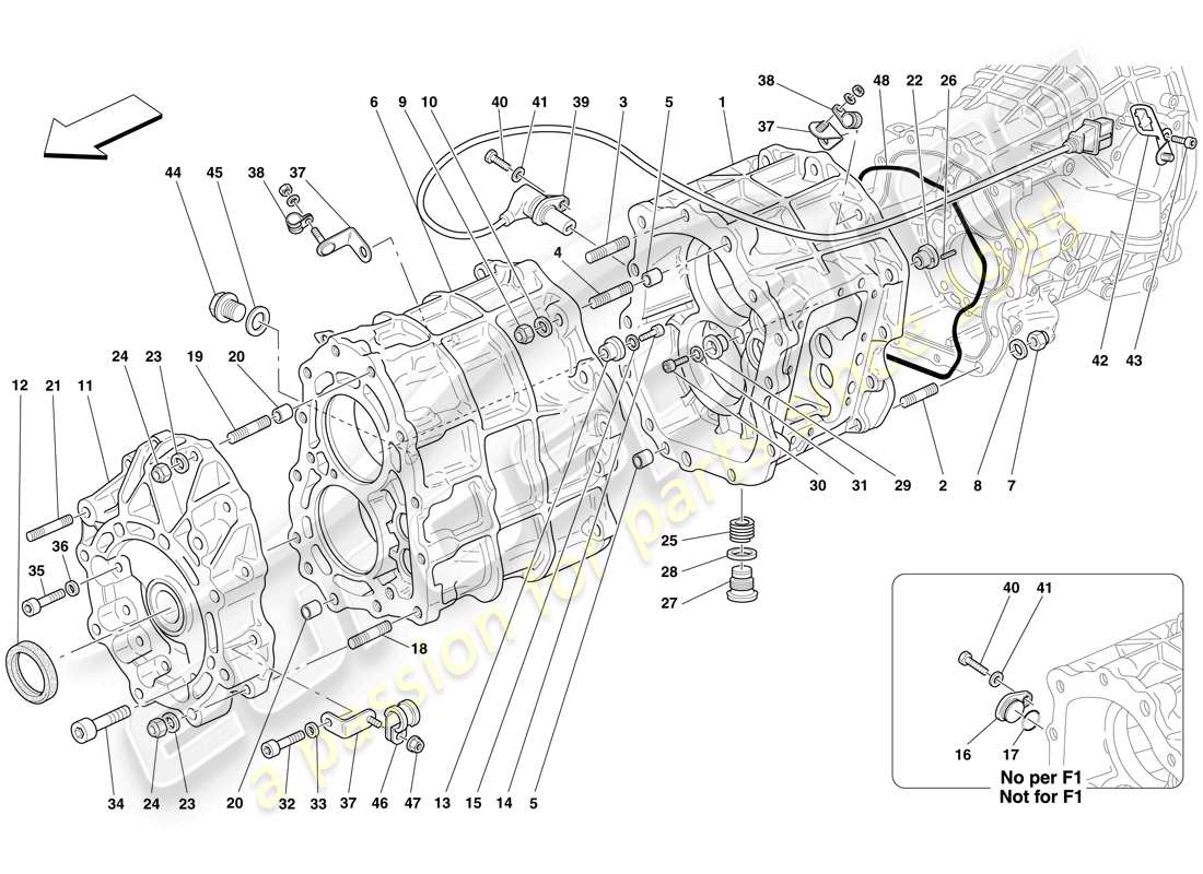 ferrari 612 sessanta (europe) gearbox housing part diagram