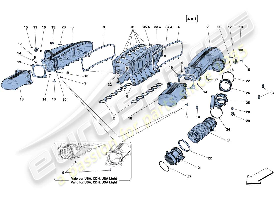 ferrari f12 berlinetta (rhd) intake manifold parts diagram