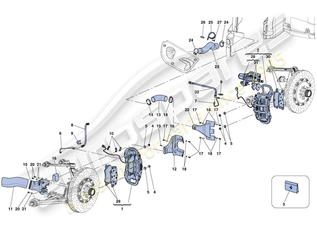 ferrari laferrari aperta (usa) front and rear brake calipers parts diagram