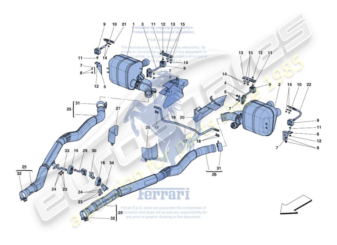 ferrari gtc4 lusso (europe) silencers part diagram
