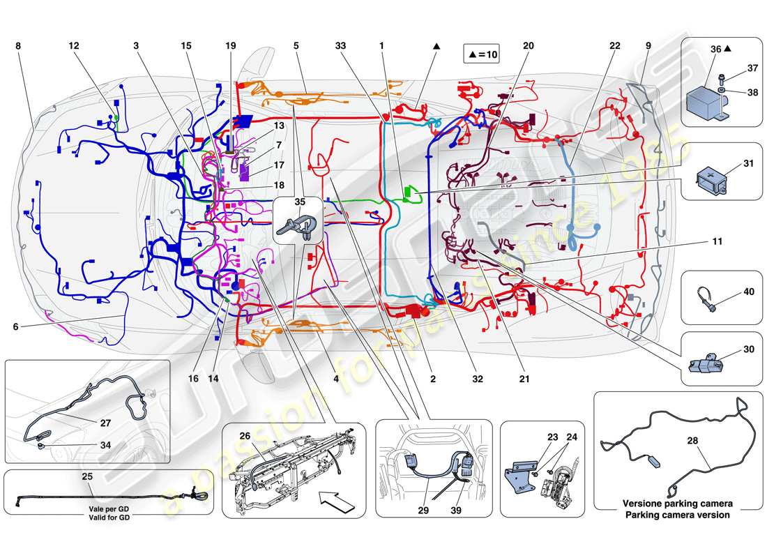 ferrari 458 italia (rhd) main wiring harnesses part diagram