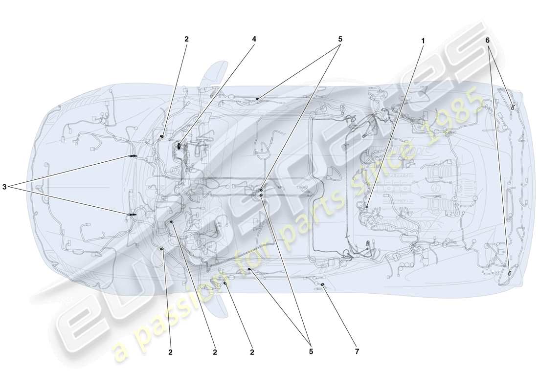 ferrari 458 italia (usa) various fastenings for the electrical system parts diagram