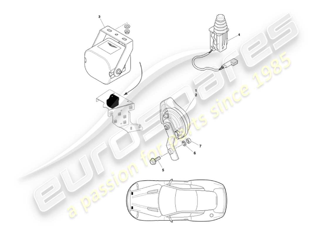 aston martin vanquish (2003) underbonnet components part diagram