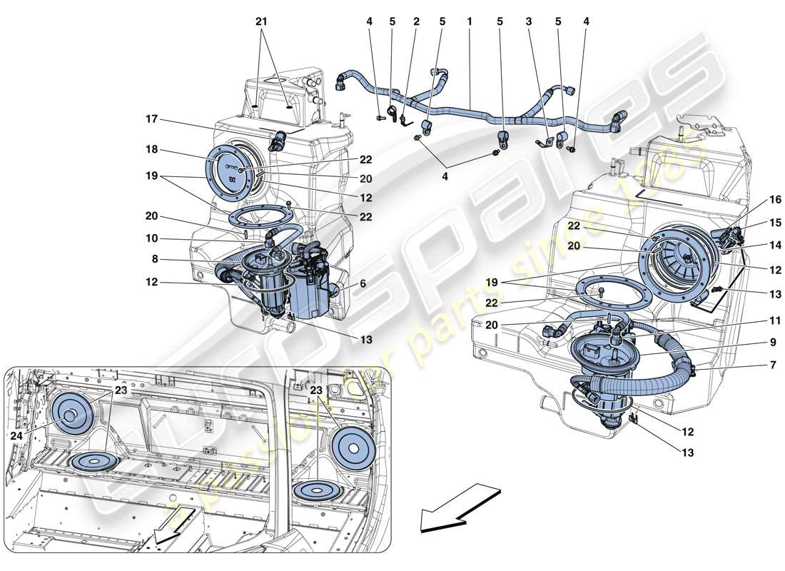 ferrari 488 gtb (usa) fuel system pumps and pipes parts diagram