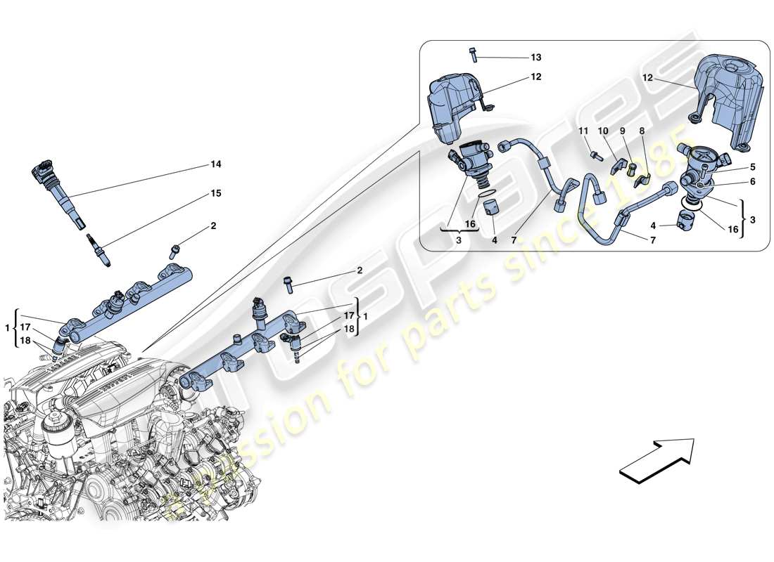 ferrari 488 spider (rhd) injection - ignition system parts diagram