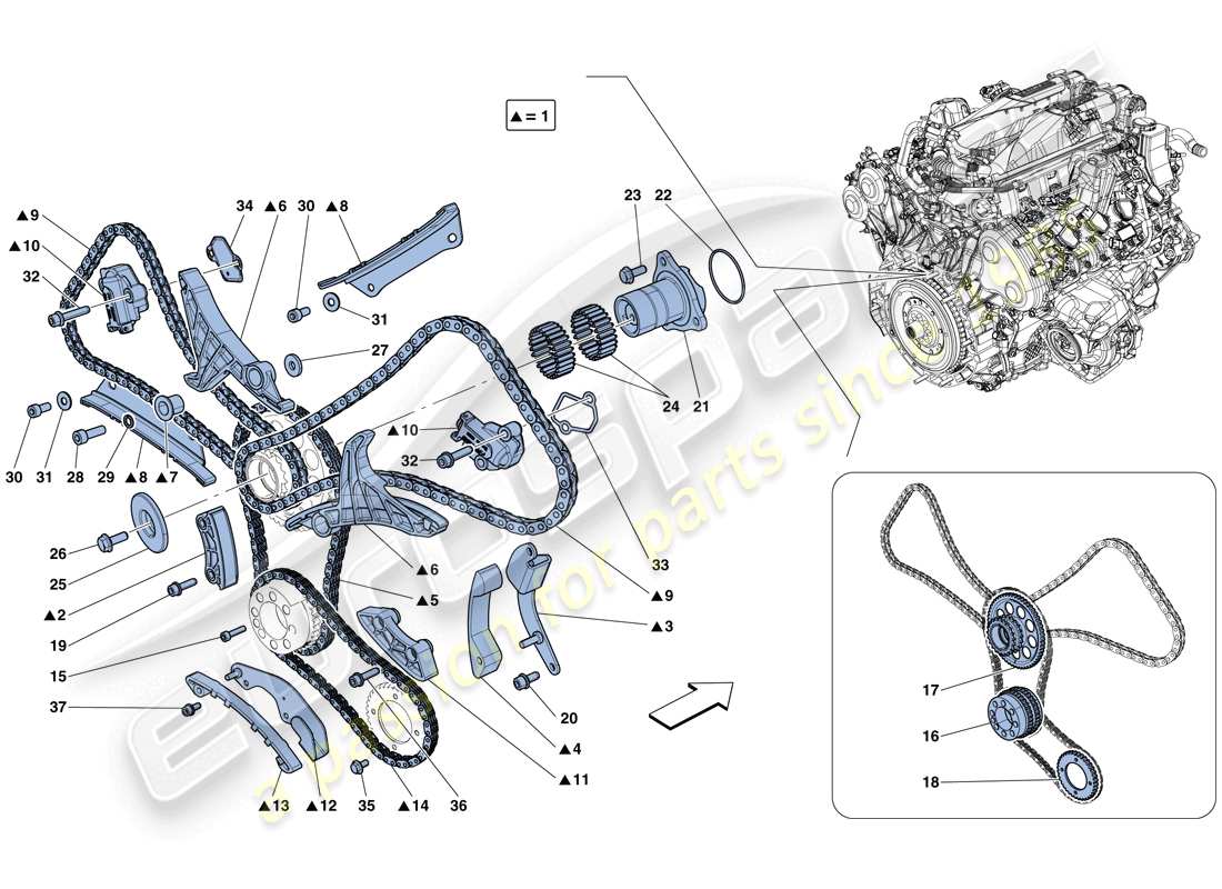 ferrari california t (rhd) timing system - drive parts diagram