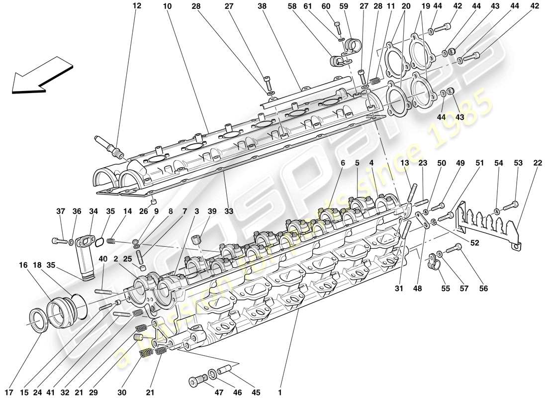 ferrari 612 scaglietti (usa) right hand cylinder head part diagram