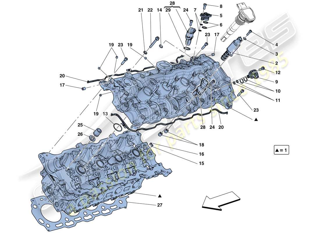 ferrari california t (rhd) left hand cylinder head parts diagram