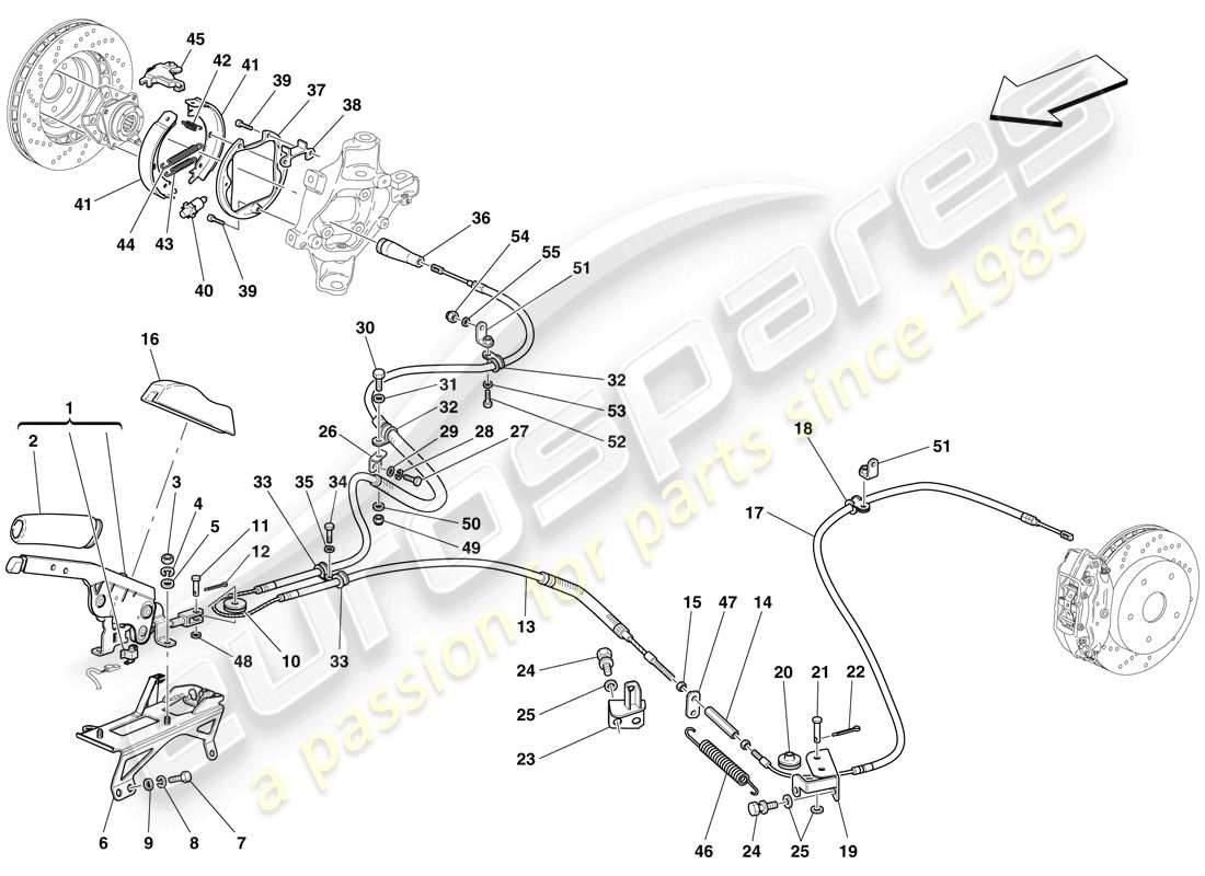 ferrari 612 sessanta (europe) parking brake control part diagram