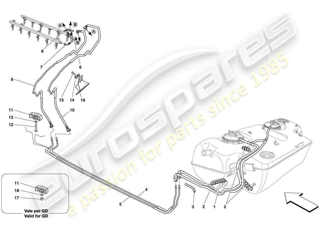 ferrari 599 gto (usa) fuel system parts diagram