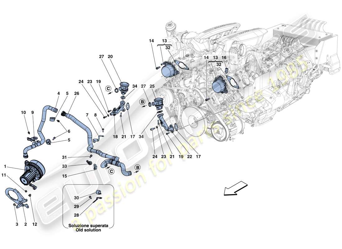 ferrari 488 gtb (europe) secondary air system parts diagram