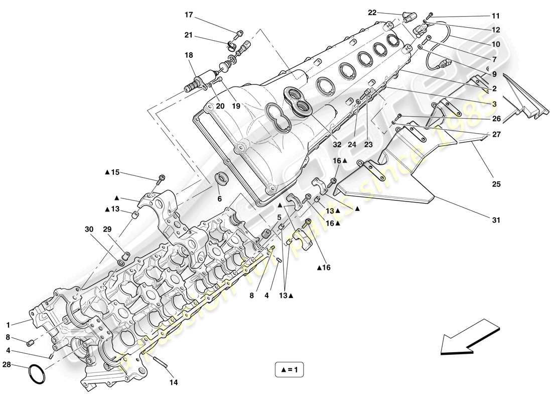 ferrari 599 sa aperta (europe) left hand cylinder head part diagram