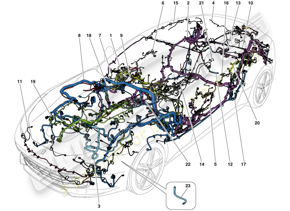 ferrari gtc4 lusso t (rhd) main wiring harnesses parts diagram