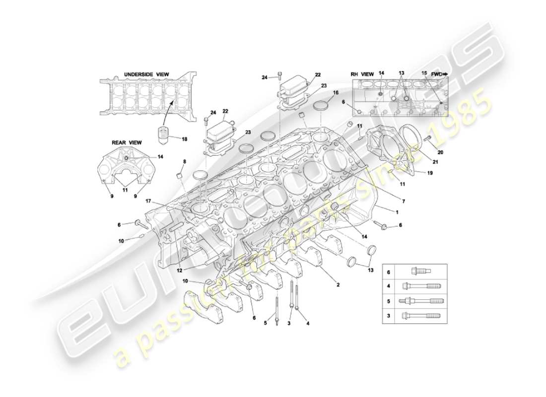 aston martin vanquish (2006) cylinder block part diagram