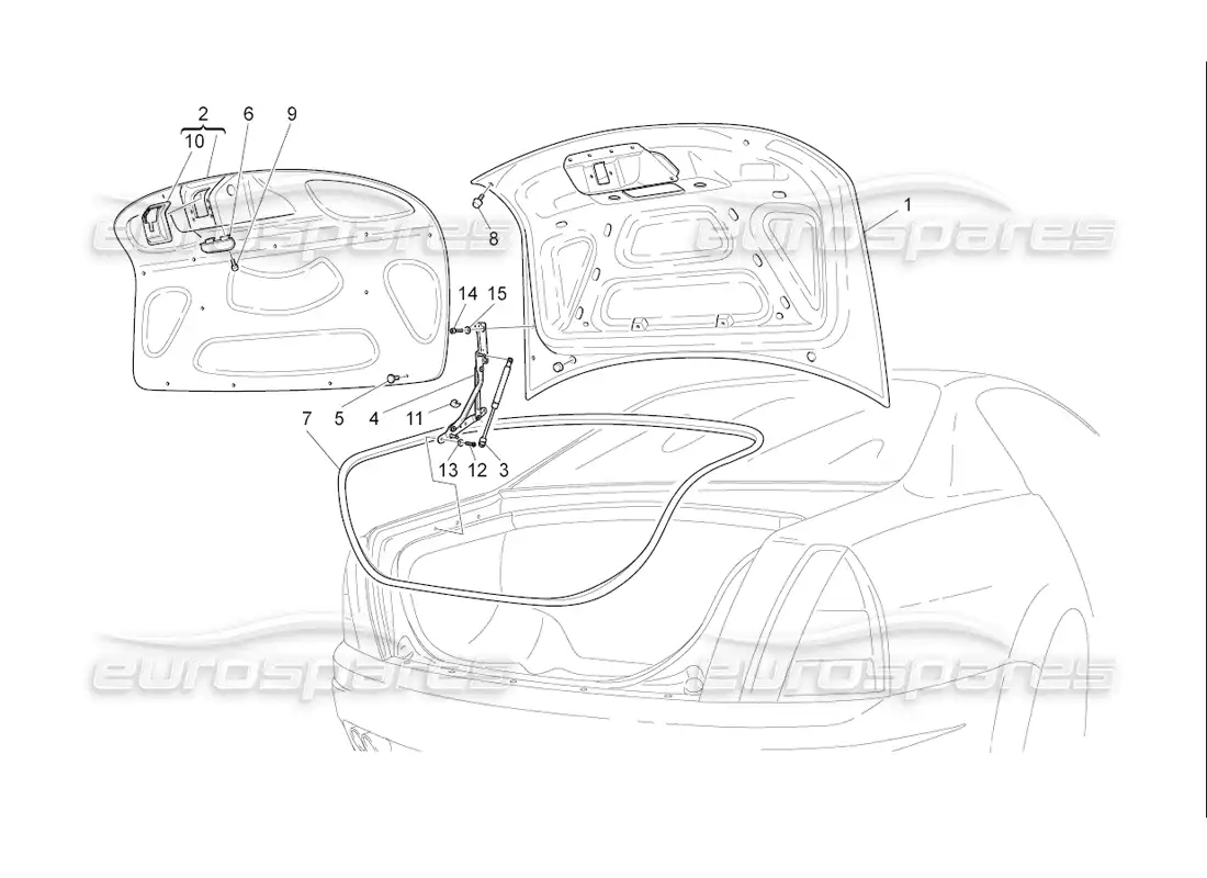 maserati qtp. (2006) 4.2 f1 rear lid parts diagram