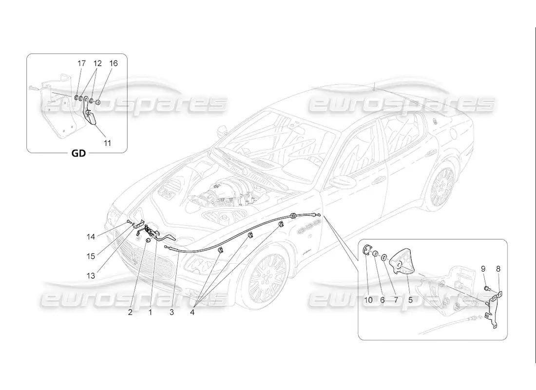 maserati qtp. (2006) 4.2 f1 front lid opening button parts diagram