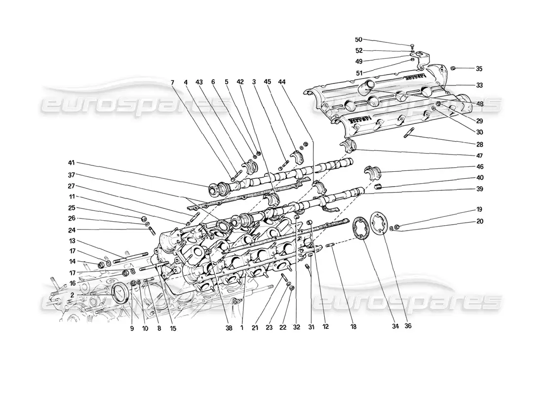 ferrari 308 (1981) gtbi/gtsi cylinder head (left) parts diagram