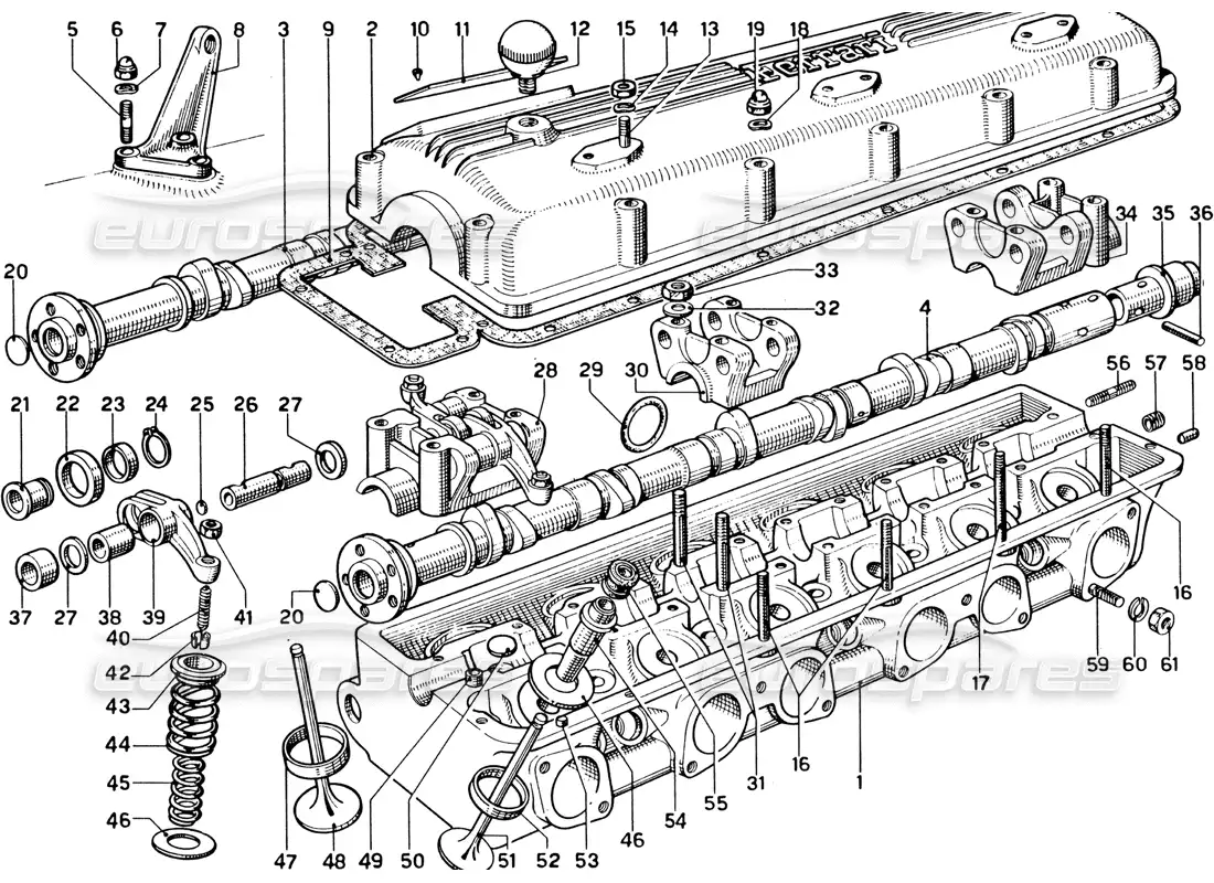 ferrari 330 gtc coupe cylinder heads parts diagram