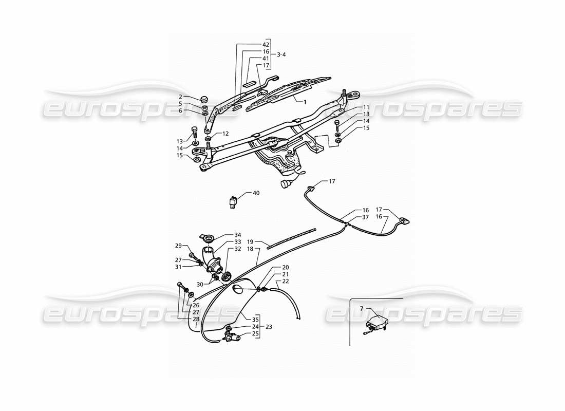 maserati qtp. 3.2 v8 (1999) windscreen wiper washer (rh drive) part diagram