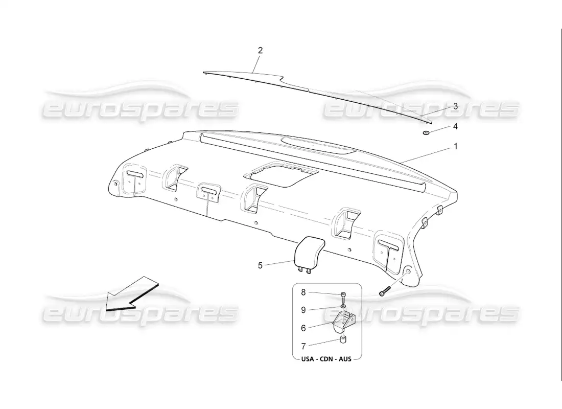 maserati qtp. (2006) 4.2 f1 rear parcel shelf parts diagram