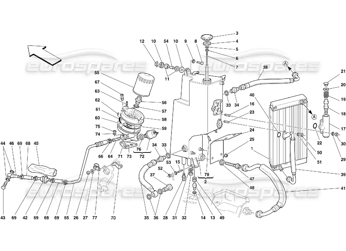 ferrari 355 (5.2 motronic) lubrication system parts diagram