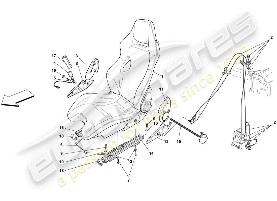 ferrari f430 spider (europe) racing seat- optional part diagram