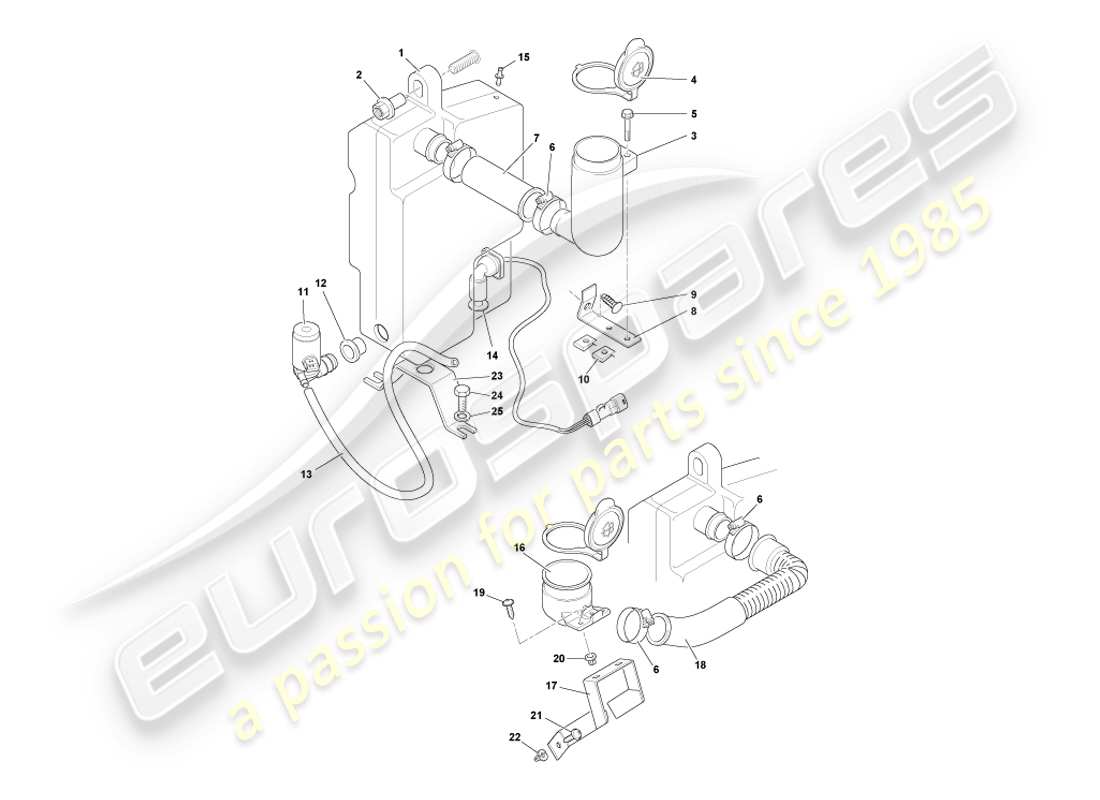 aston martin db7 vantage (2001) windscreen washers part diagram