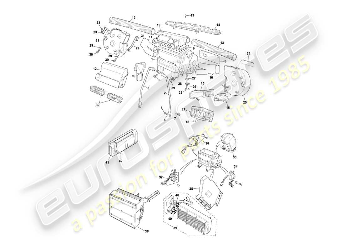 aston martin db7 vantage (2001) interior installation part diagram