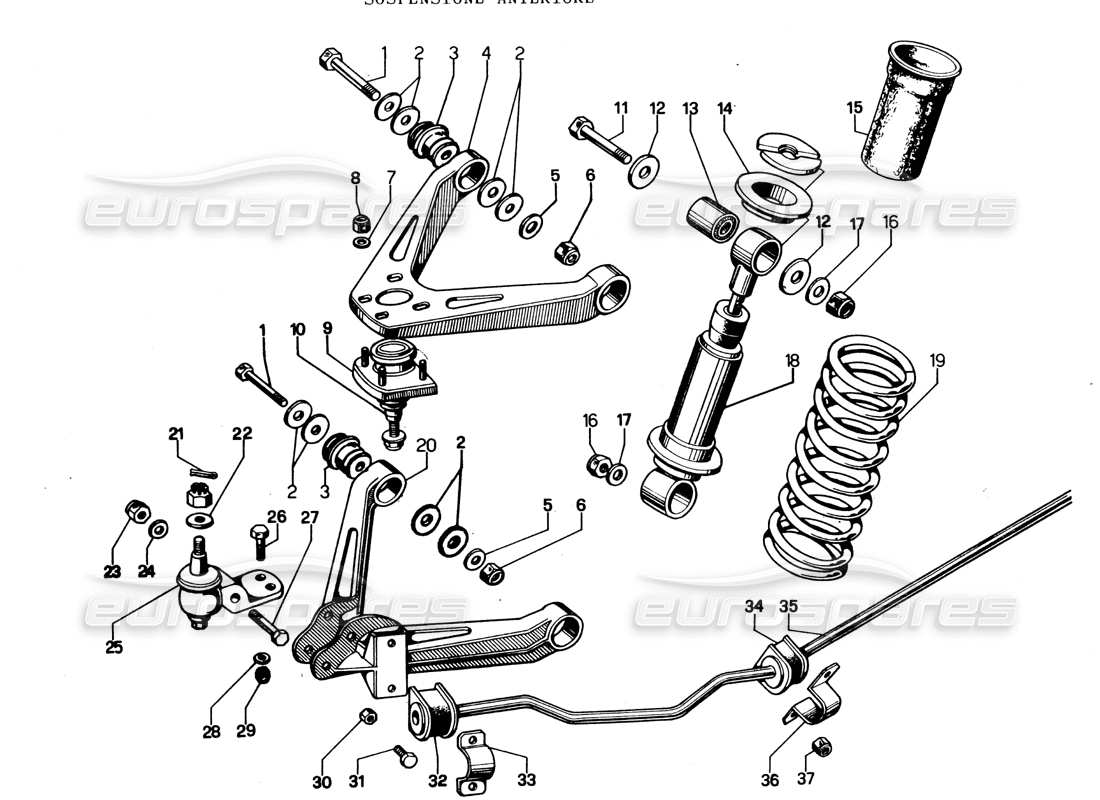 lamborghini espada front suspension (726 to 1000) parts diagram