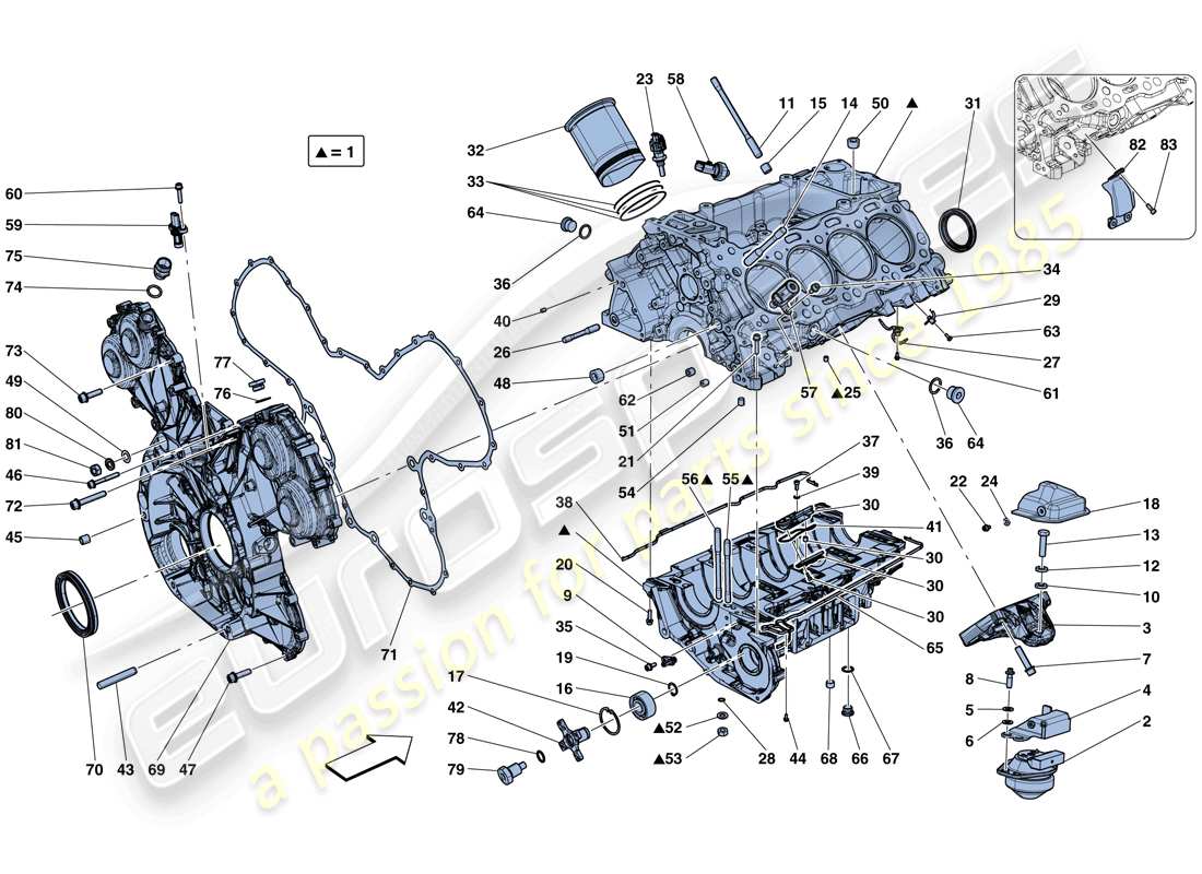 ferrari 488 spider (rhd) crankcase part diagram