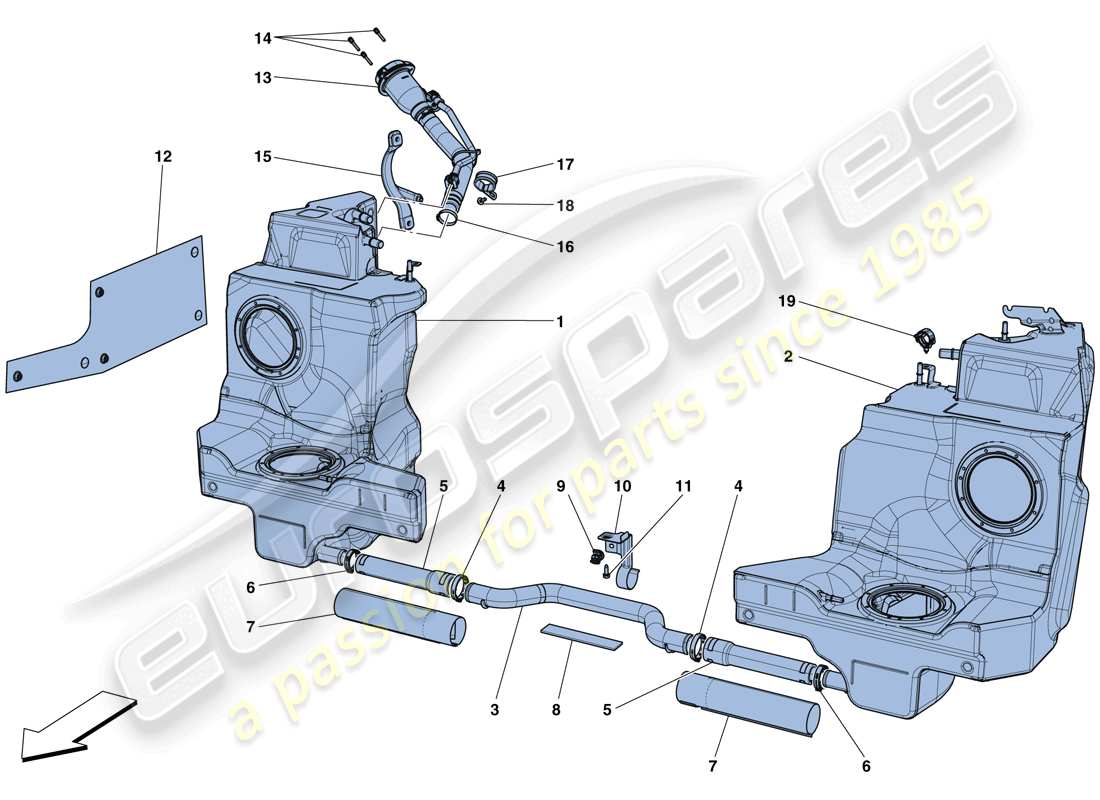 ferrari 488 spider (rhd) fuel tanks and filler neck part diagram