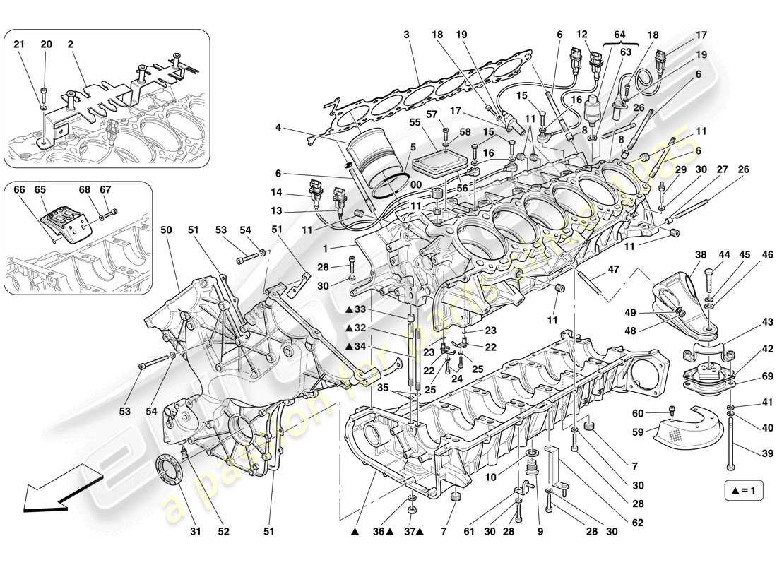 ferrari 599 gtb fiorano (rhd) crankcase part diagram