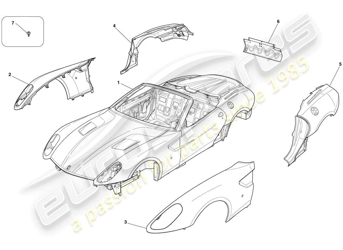 ferrari 599 sa aperta (europe) bodyshell - external trim part diagram